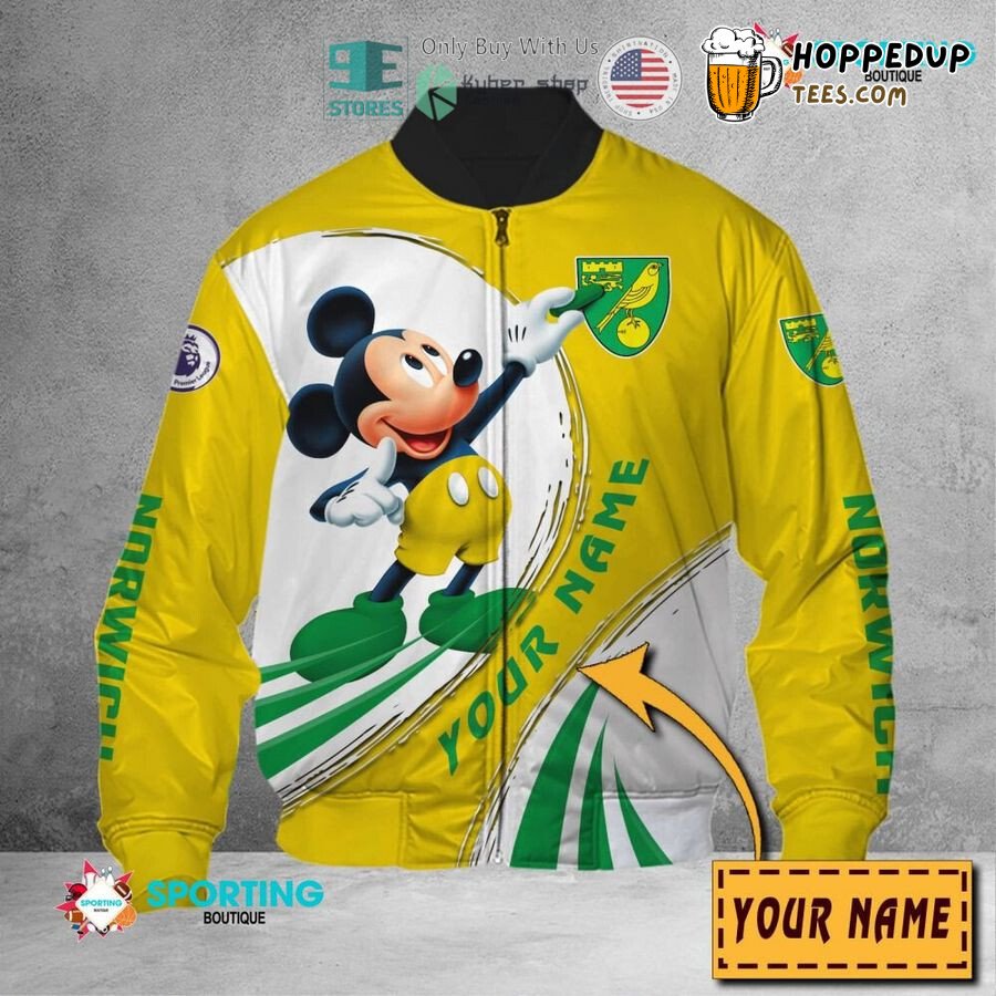 Customized Norwich City FC Mickey Name Edition Bomber Jacket