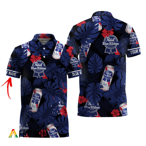 Customized Pabst Blue Ribbon Tropical Hawaiian Polo Shirt HU