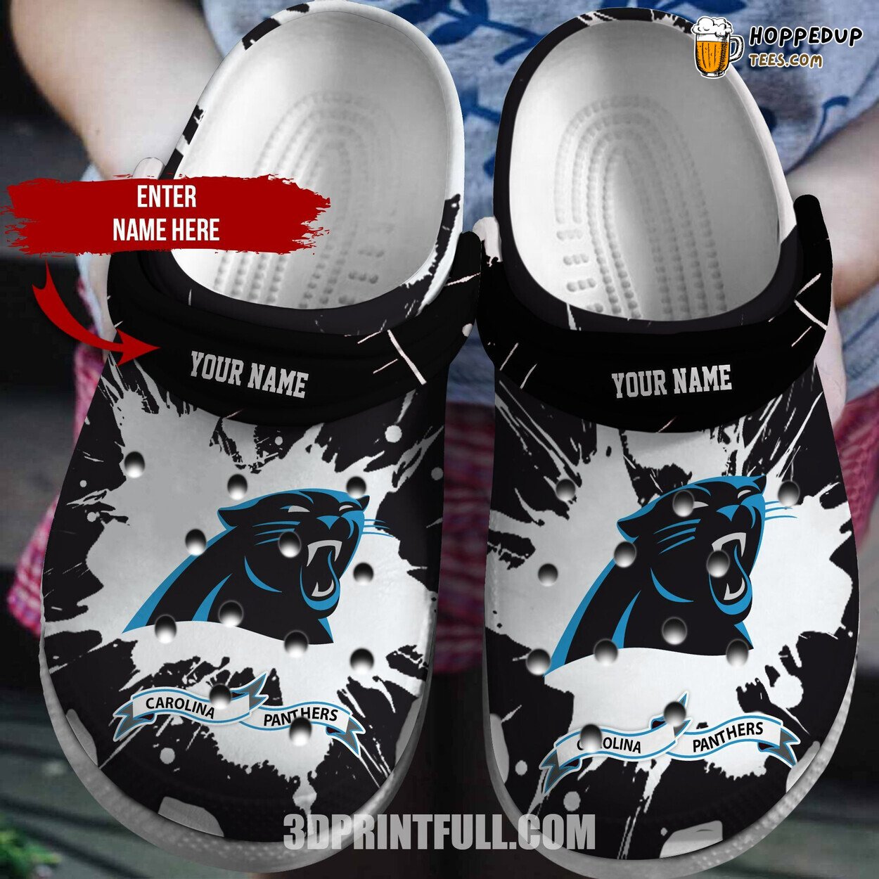 Customized Panthers Themed Comfortable Unique Stylish Design Clogs
