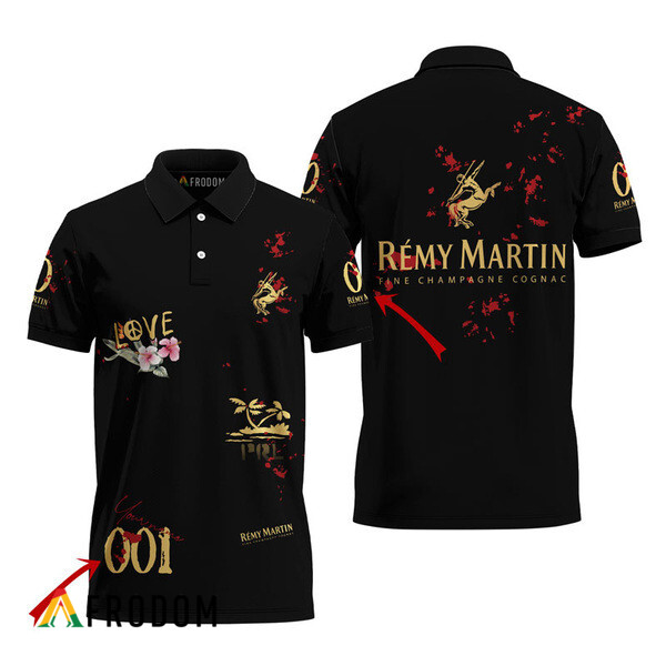 Customized Remy Martin Black Mesh Graphic Polo Shirt HU