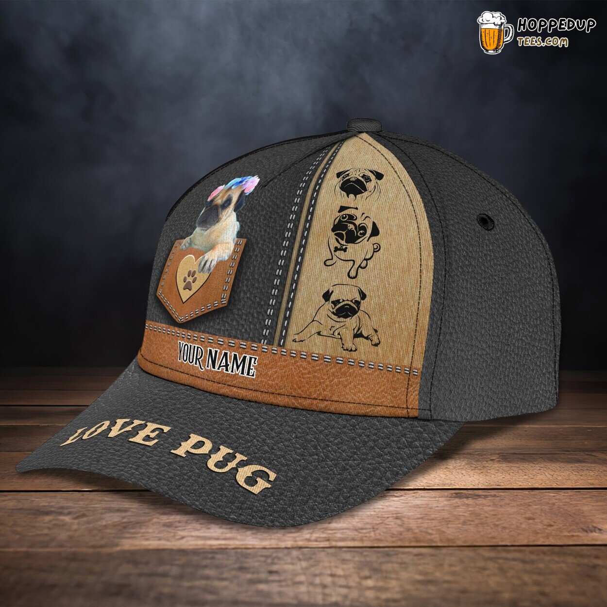 Cute and Comical Personalized 3D Cap Celebrating Pug Superhero Adventures