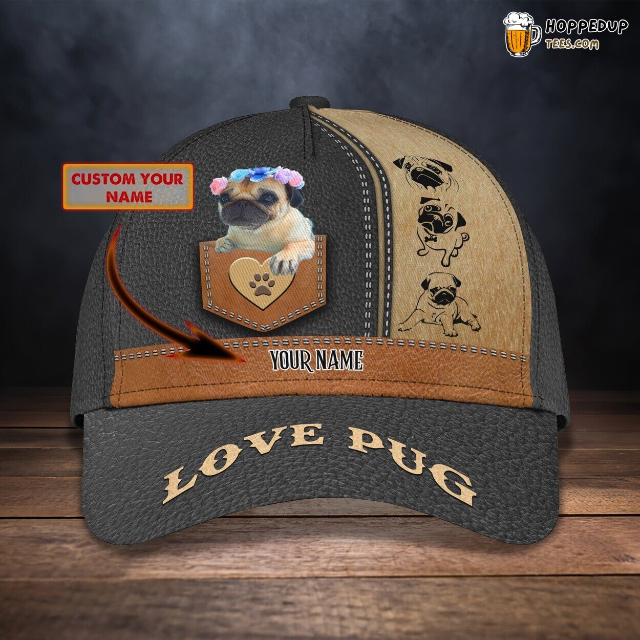 Cute and Comical Personalized 3D Cap Celebrating Pug Superhero Adventures