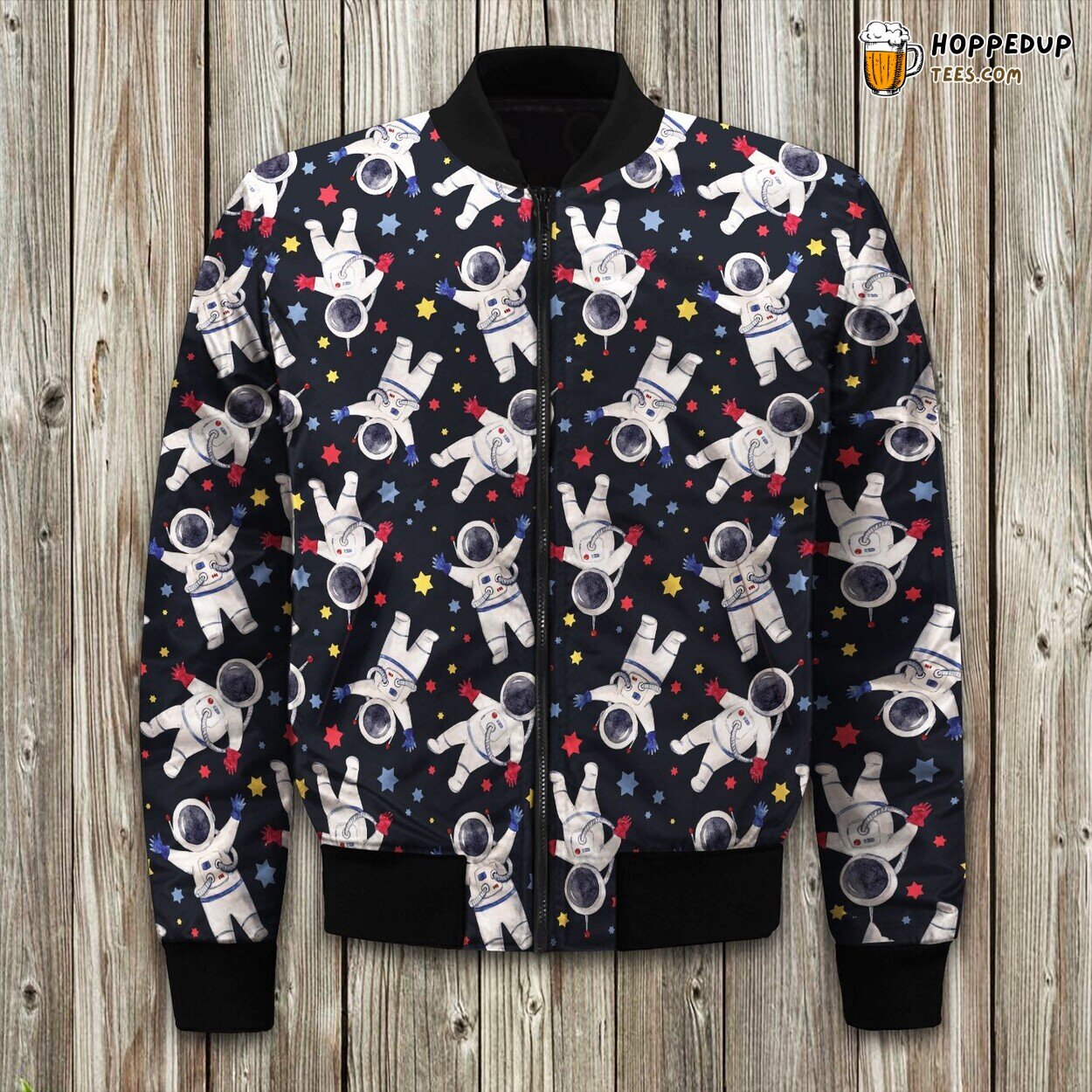 Cute Astronaut Design Winter Bomber Jacket Tailored Unique Elegance Craft