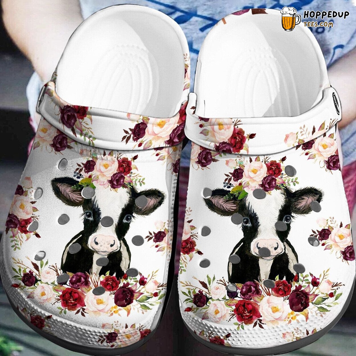Cute Cow Heifer Flower Girl Loves Farm Crocbland Women Clogs