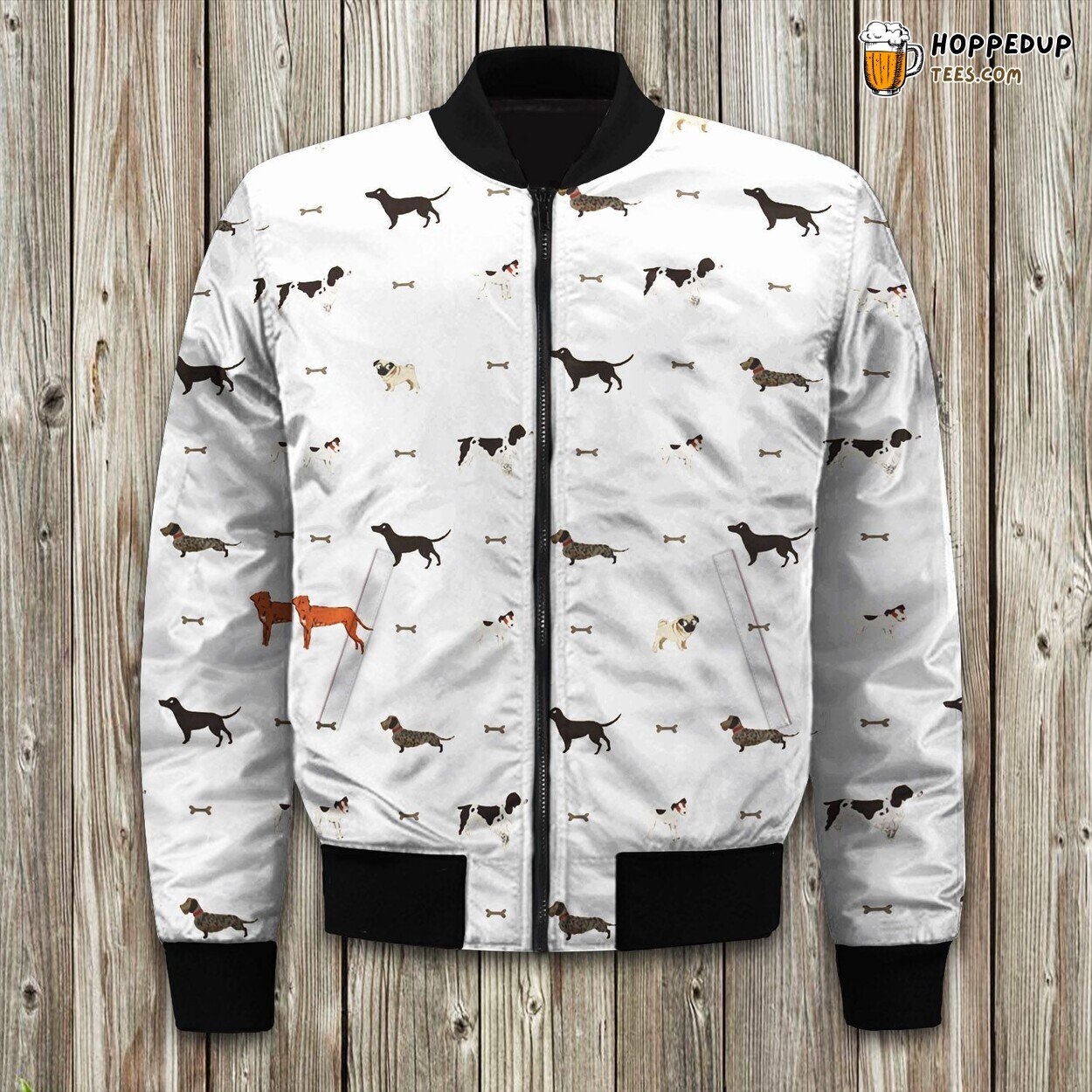 Cute Dog Pattern Bomber Jacket