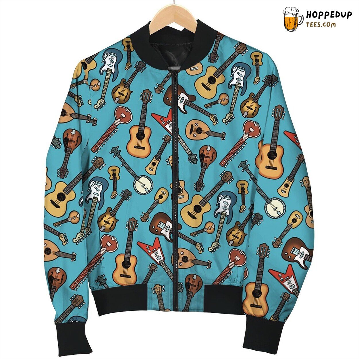 Cute Doodle Guitars Bomber Jacket