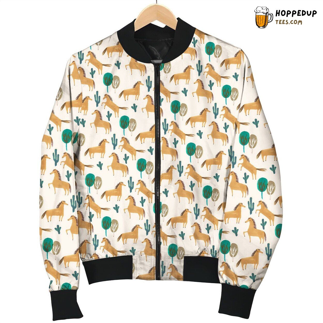 Cute Doodle Horses Bomber Jacket