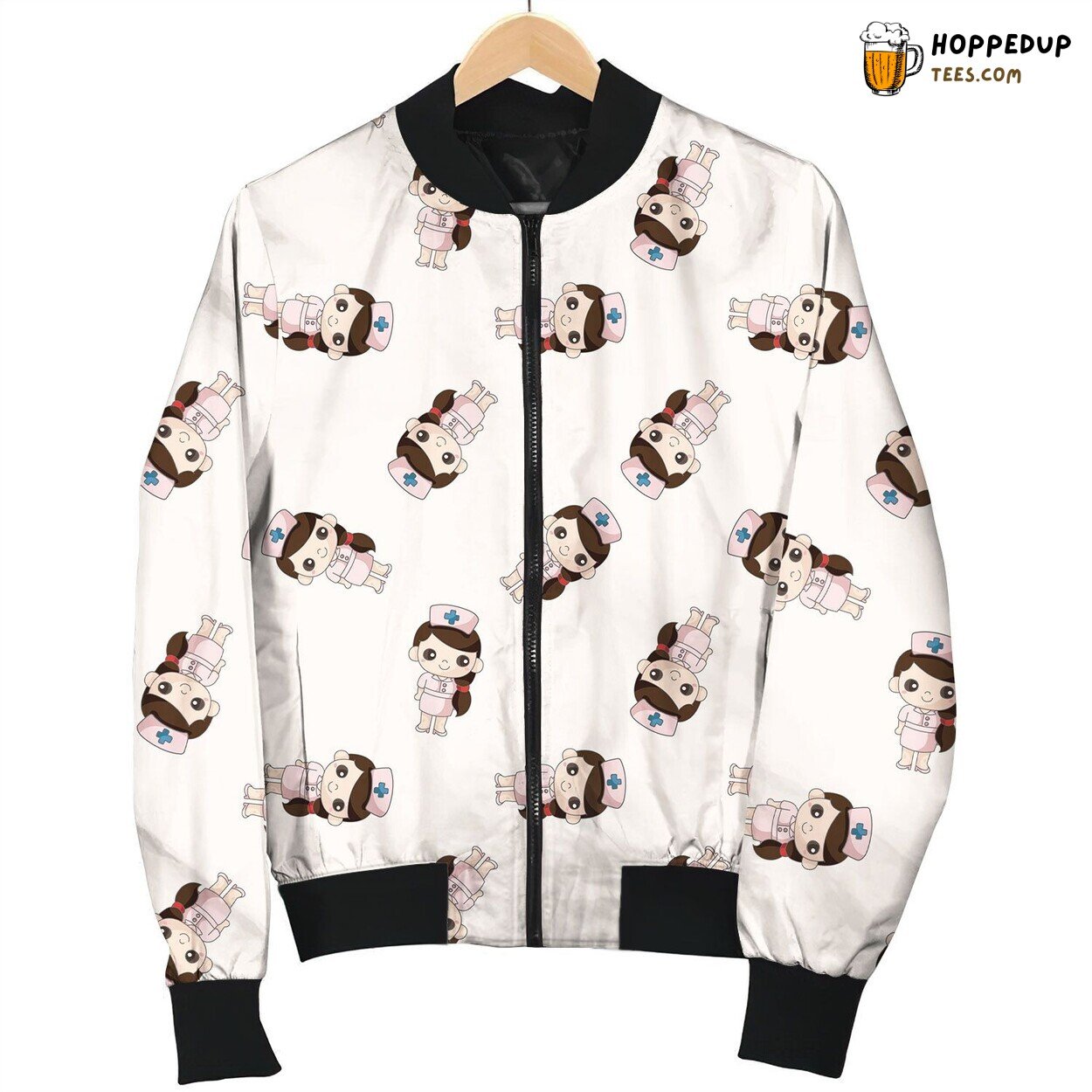 Cute Drawing Lady Nurse Bomber Jacket