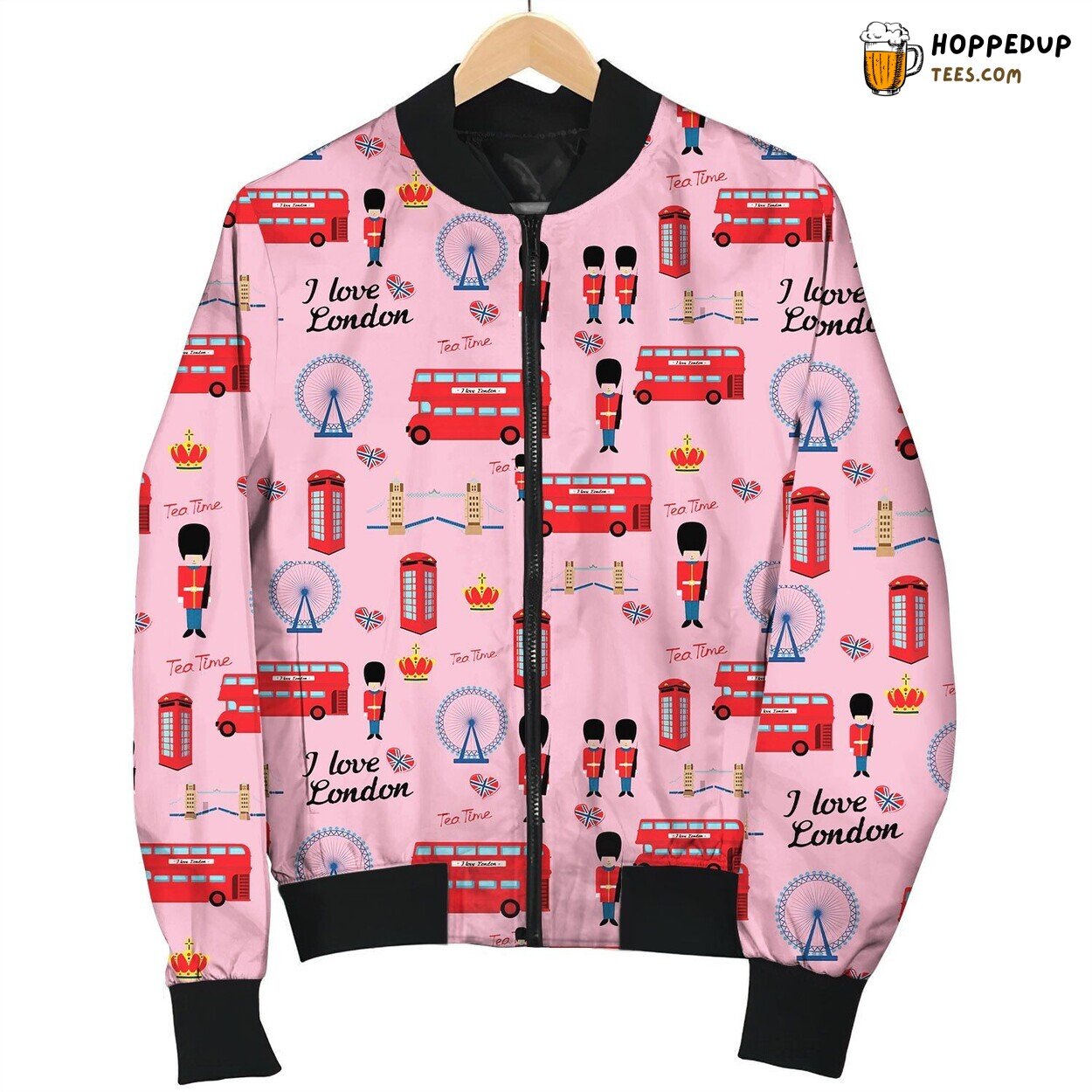 Cute Drawing London Items Illustration Bomber Jacket