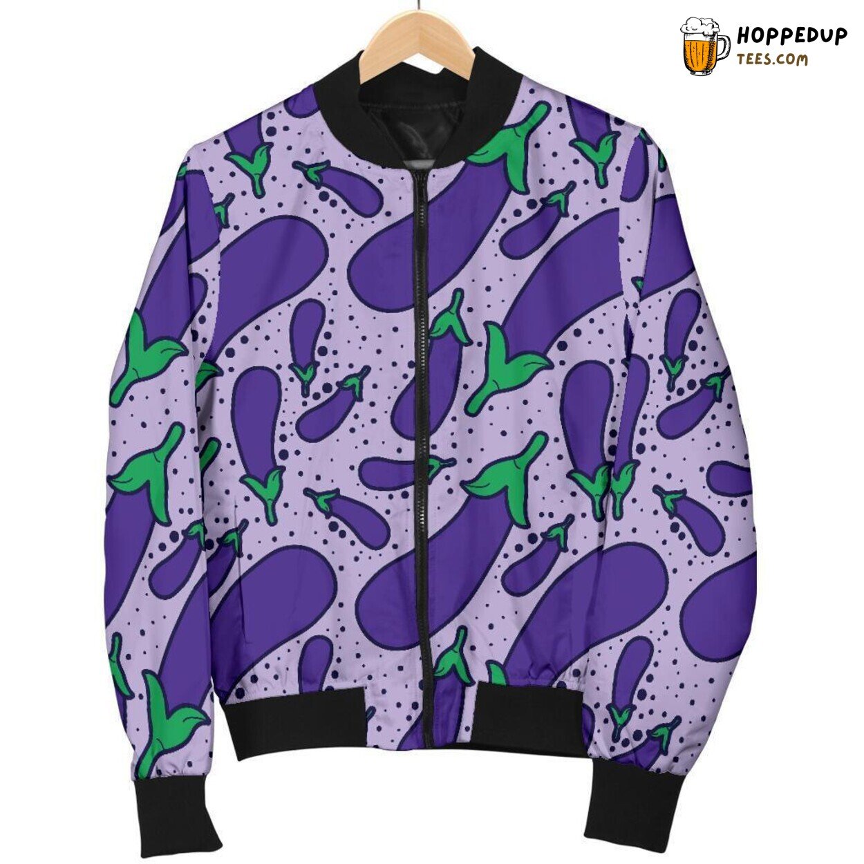 Cute Eggplant Charm Men’s Bomber Jacket Unique Essence Pattern Design Art