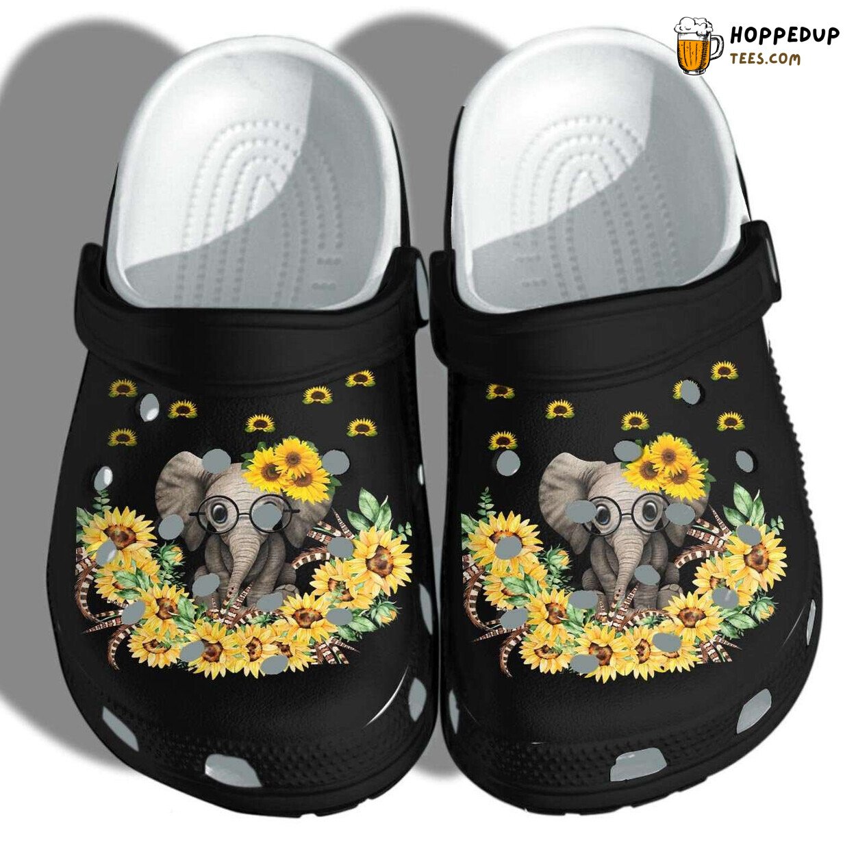 Cute Elephant Sunflower Theme Comfortable Clogs Vibrant Nature Shoes