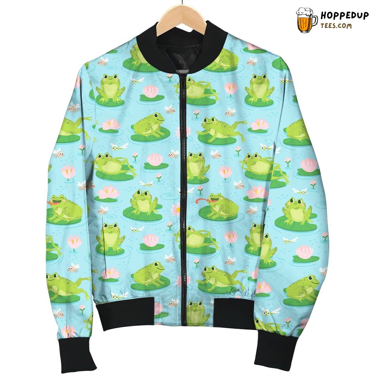 Cute Frog Jumping On Lake Bomber Jacket