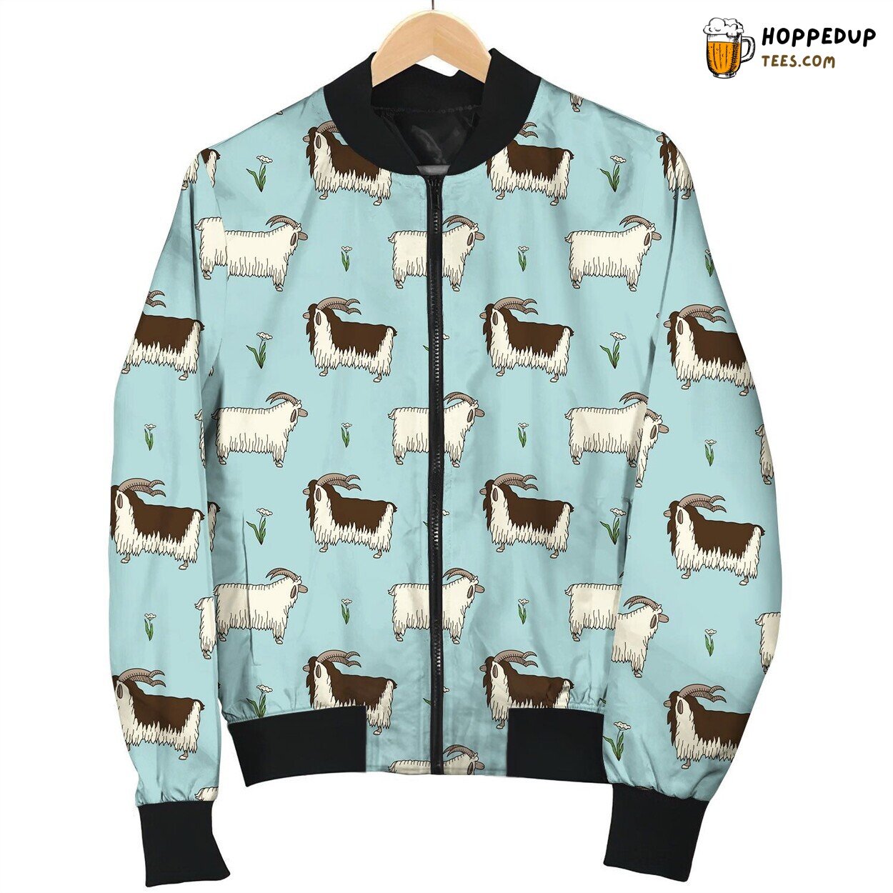 Cute Goats And Milfoil Vector Bomber Jacket