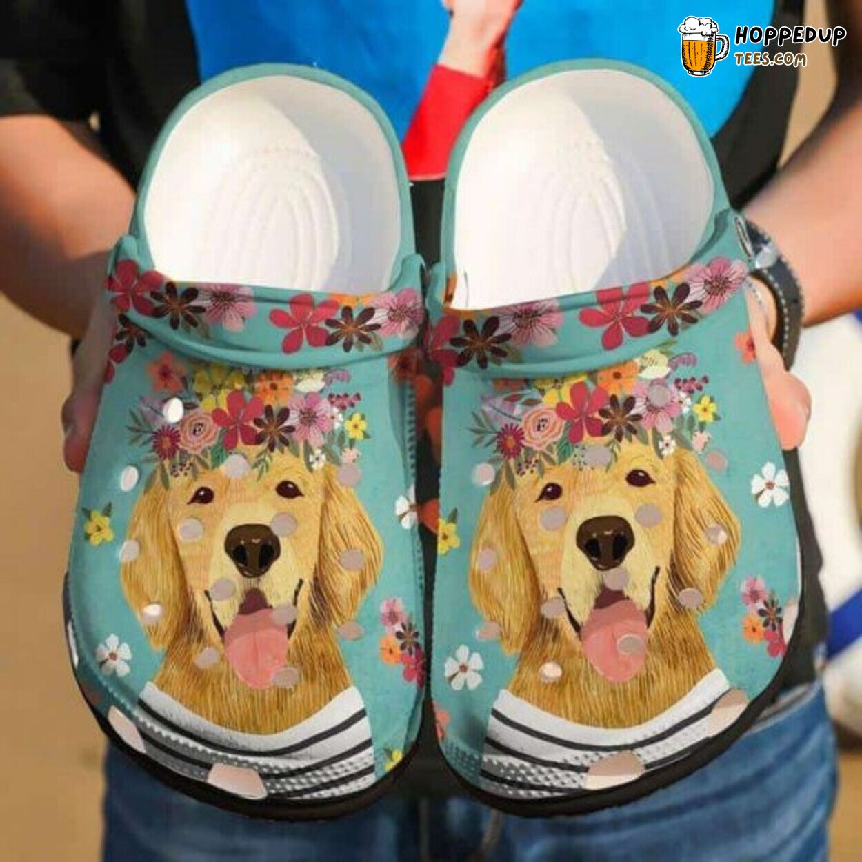 Cute Golden Retriever Dog Themed Comfortable Clogs Shoes Pet Lovers Gift