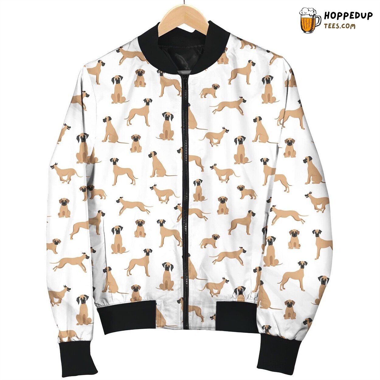 Cute Great Dane Puppy Texture On White Background Bomber Jacket