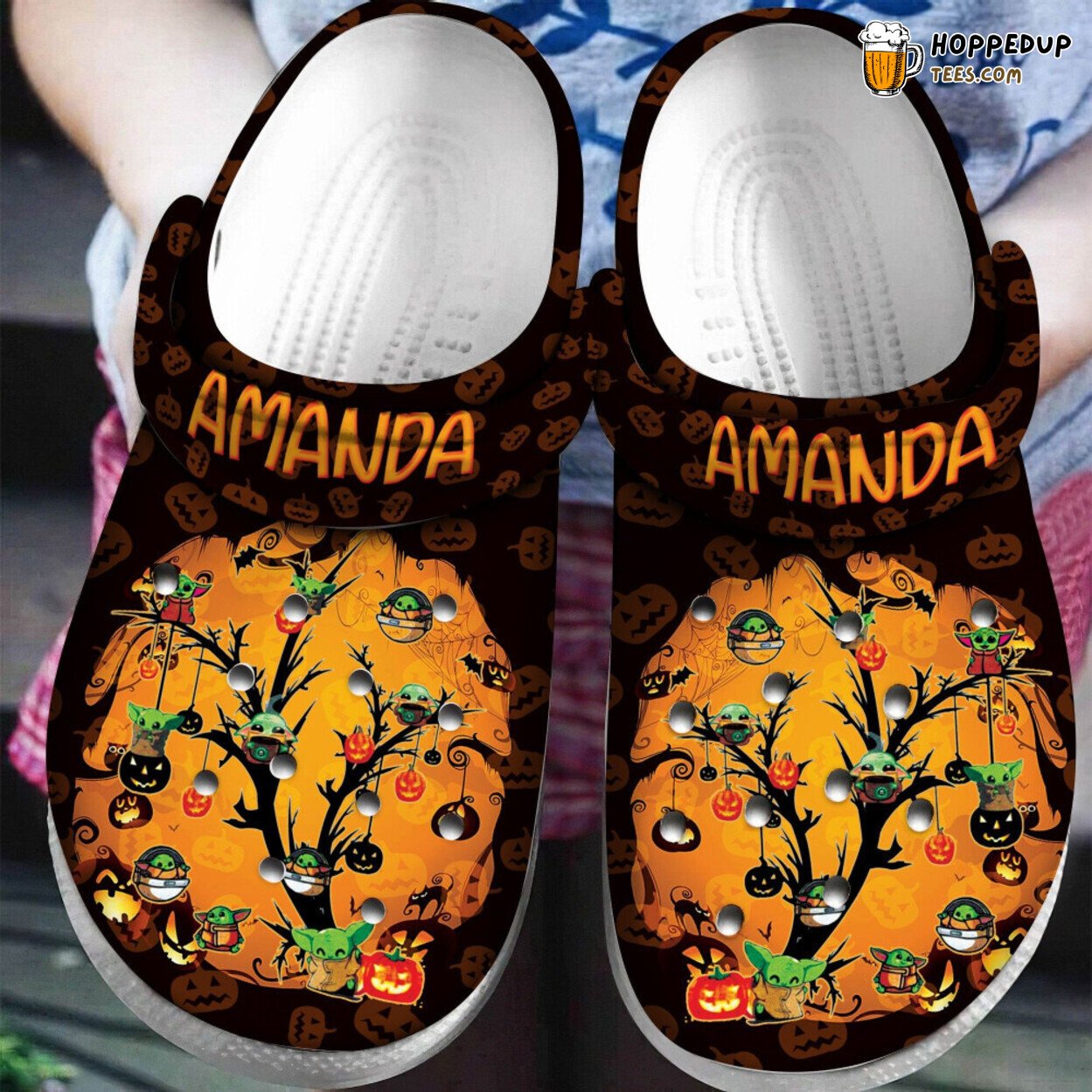 Cute Halloween Tree Grogu Themed Comfortable Unique Rubber Clog Shoes