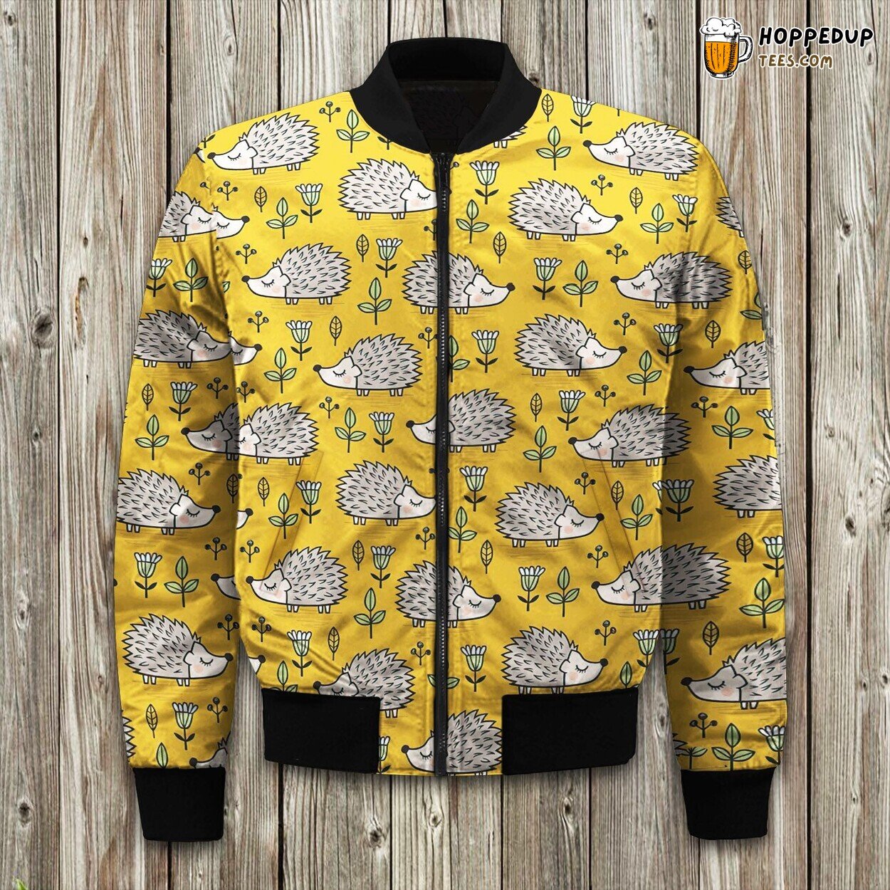 Cute Hedgehog Theme Winter Bomber Jacket Exclusive Spiky Design Look