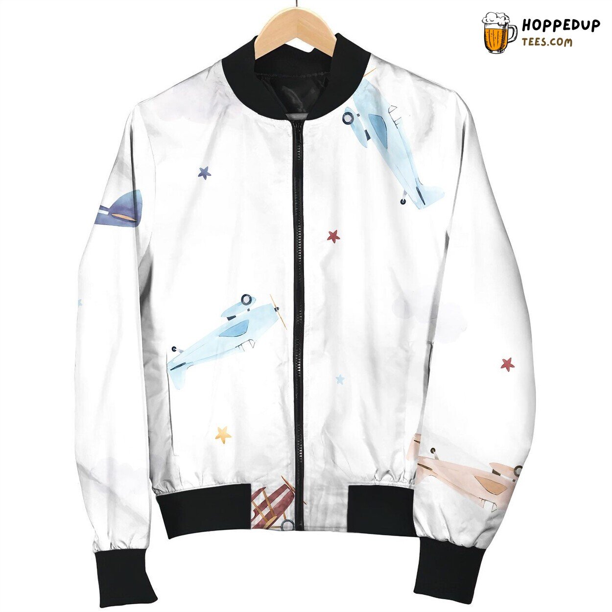 Cute Kids Watercolor Pattern Wallpaper Boy Bomber Jacket