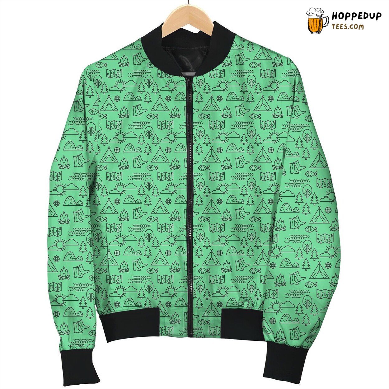 Cute Litte Explorer Iteams In Black Line Bomber Jacket