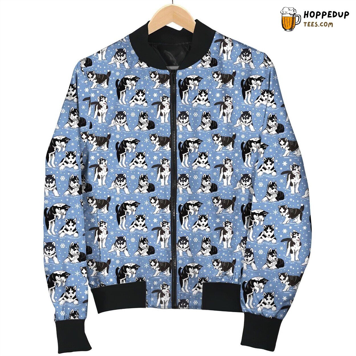 Cute Litte Husky Puppy In Winter Bomber Jacket