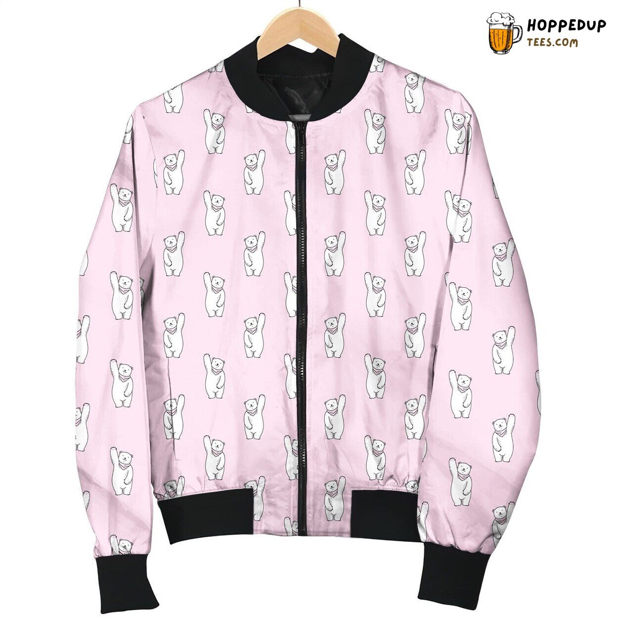 Cute Litte Polar Bear Say Hi Bomber Jacket
