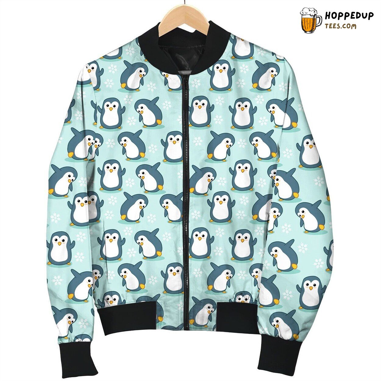Cute Little Penguin And Snow Bomber Jacket