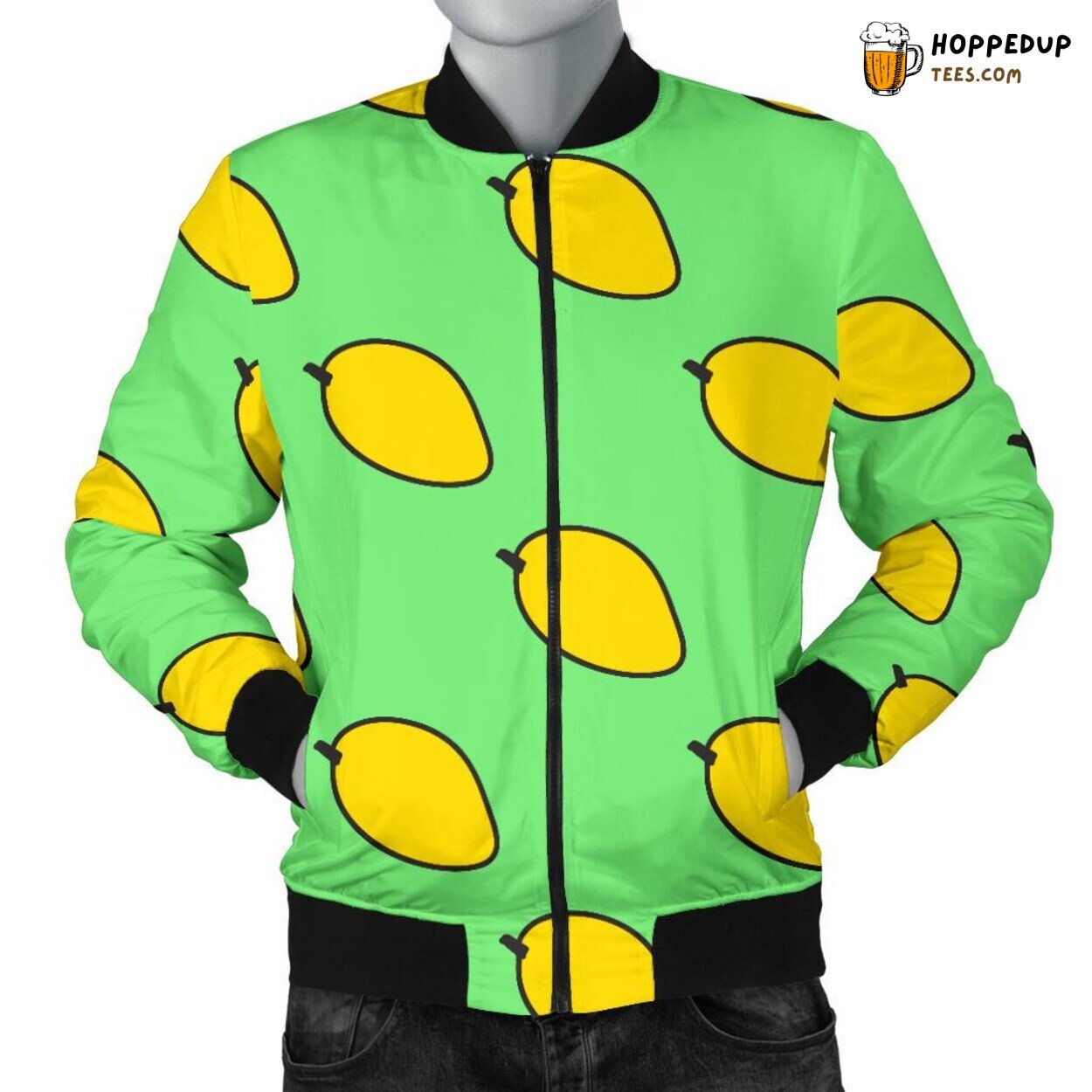 Cute Mango Fruit Tribute Men’s Bomber Jacket Distinct Pattern Design Display
