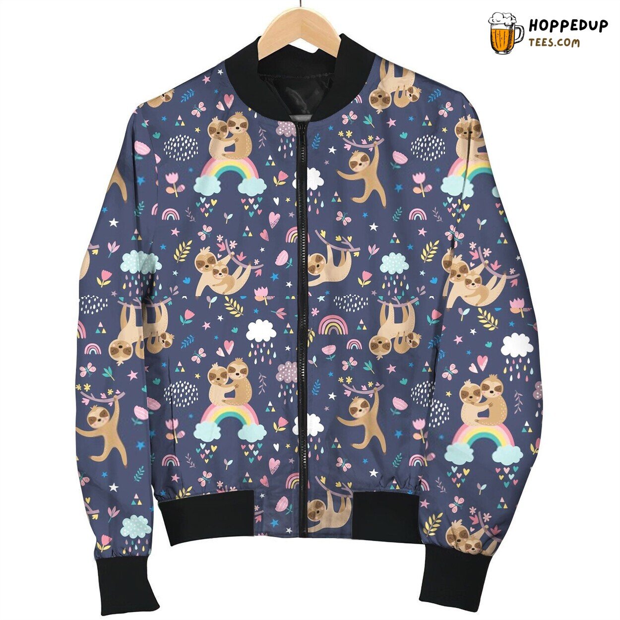Cute Mom And Baby Sloth Bomber Jacket