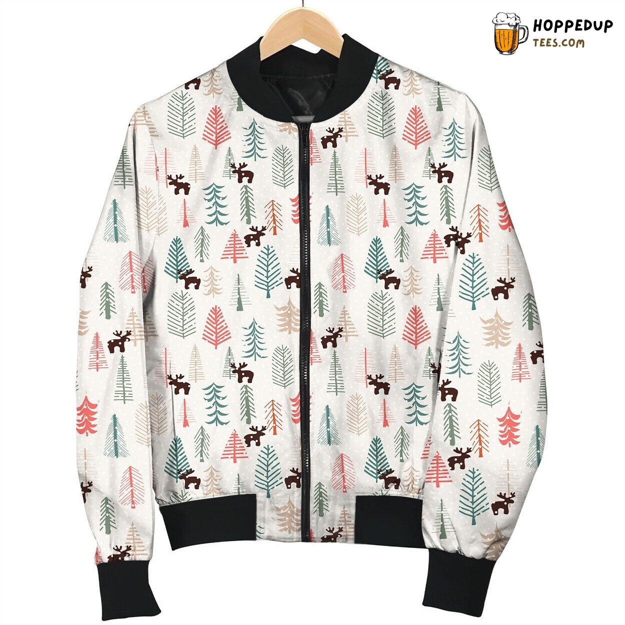 Cute Moose Under Snow Bomber Jacket
