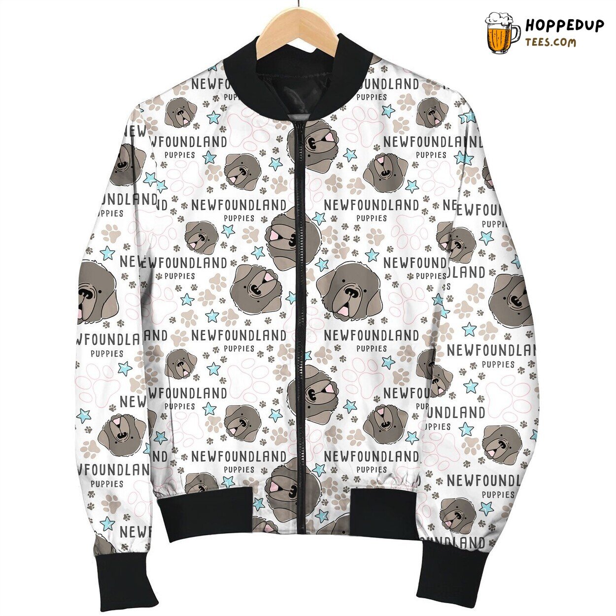Cute Newfoundland Face With Lovely Paws Bomber Jacket