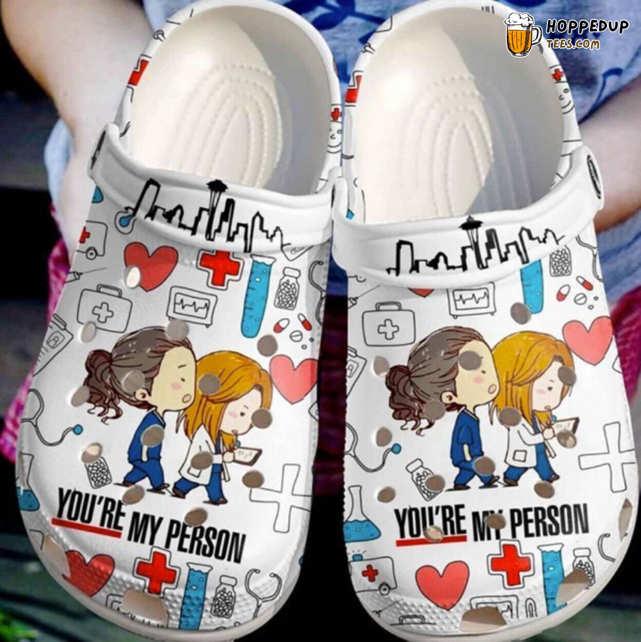 Cute Nurse Cartoon Greys Anatomy Inspired Comfortable Clogs Shoes