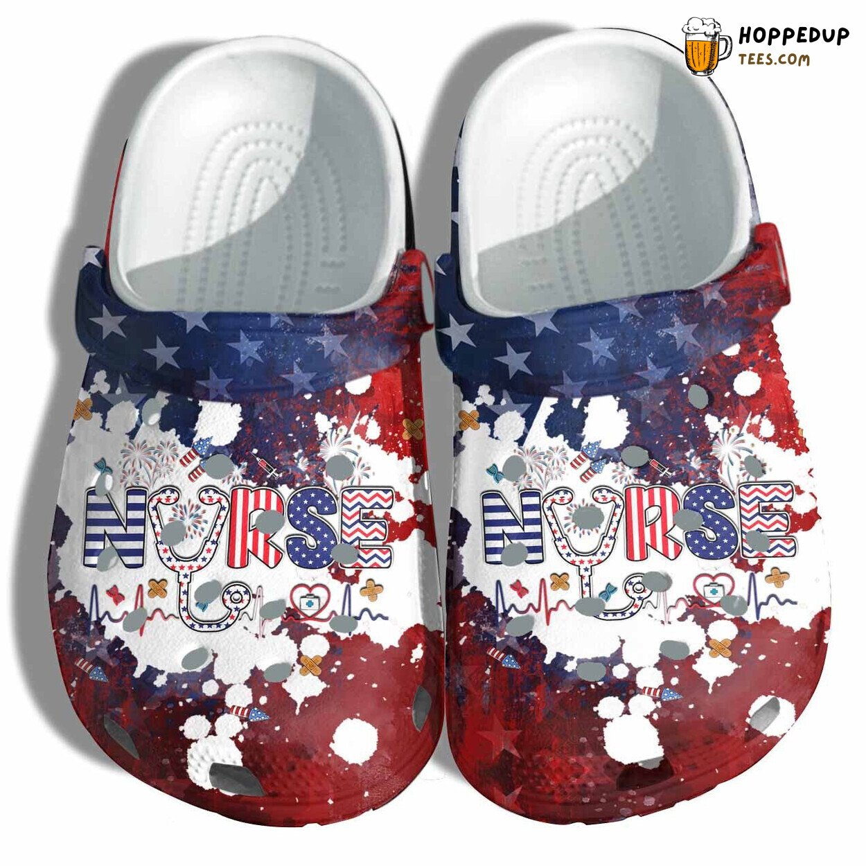 Cute Nurse Life America Flag Hospital Party Doctor 4th July Clogs