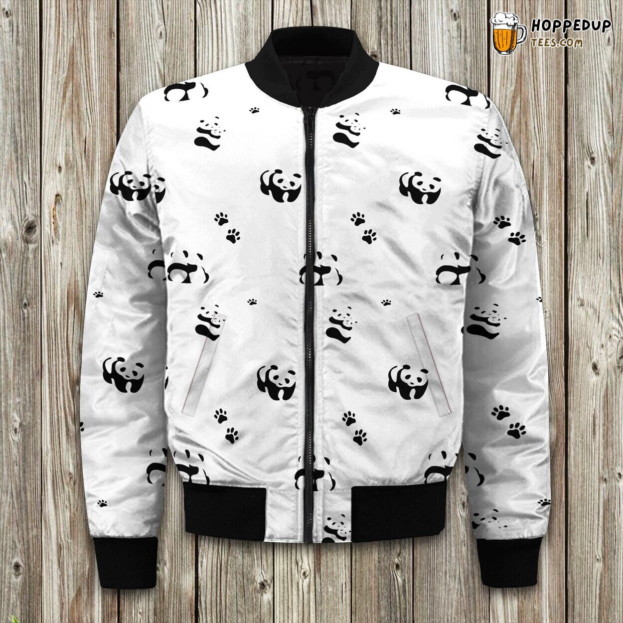 Cute Panda Black White Charm Winter Bomber Jacket Bear Delight