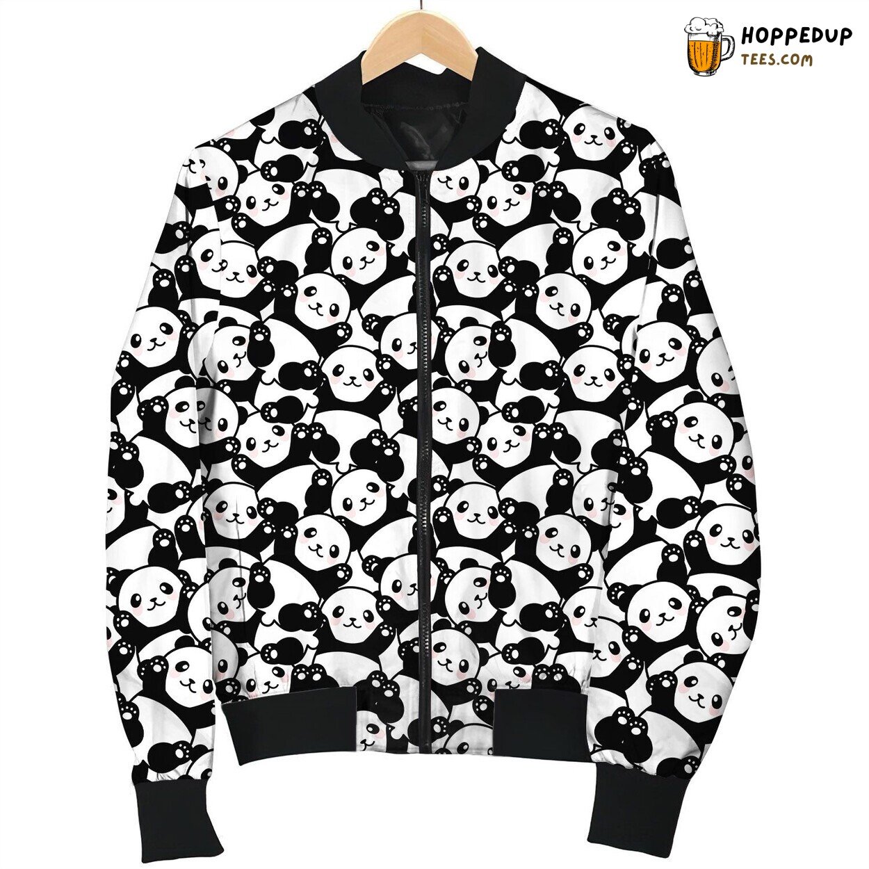 Cute Panda Pink Cheeks Lovely Paws Bomber Jacket