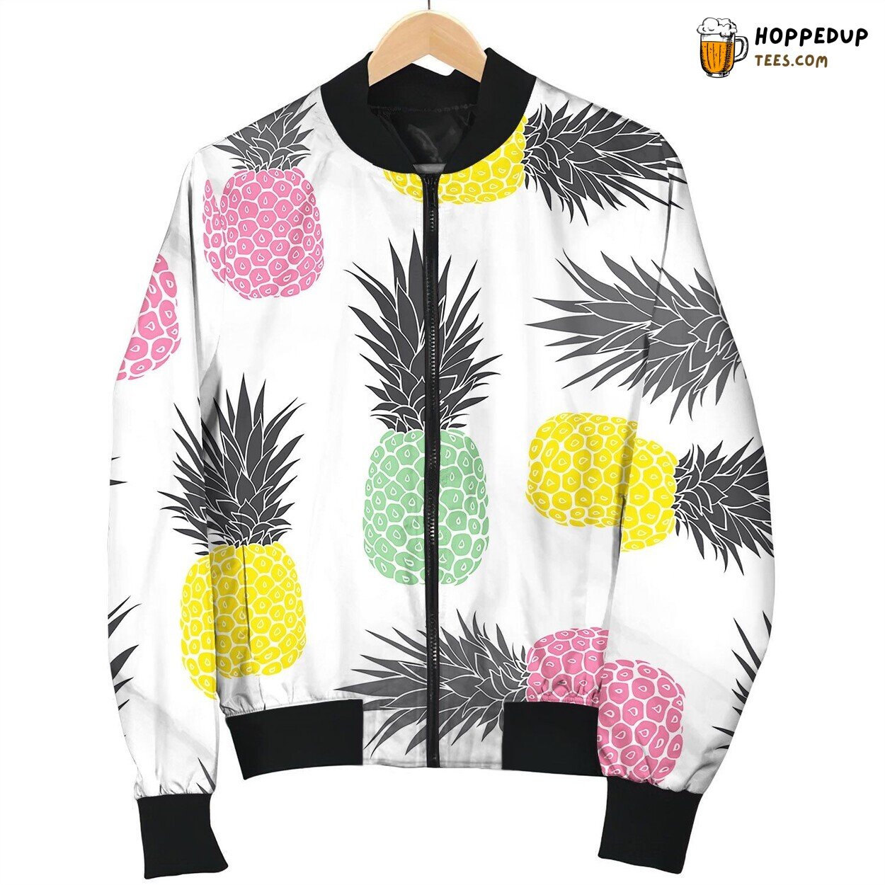 Cute Pastel Geometric Pineapples Pattern Bomber Jacket