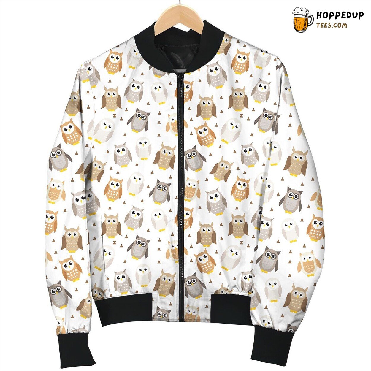 Cute Pattern For Owl And Triangle Lover Bomber Jacket
