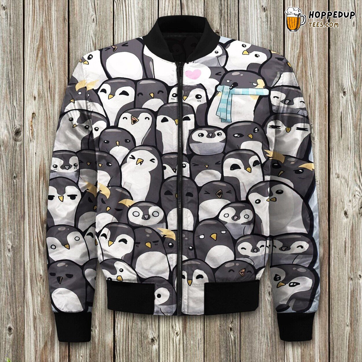 Cute Penguin Depiction Winter Bomber Jacket Cold Meets Style