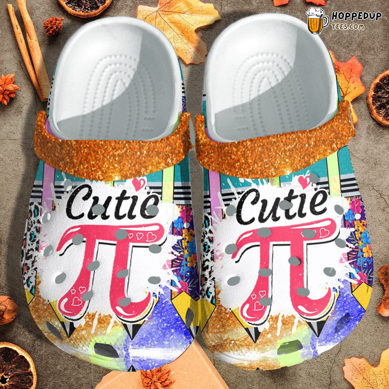 Cute Pink Pi Math Themed Crocbland Clog Shoes Unique Gift Idea
