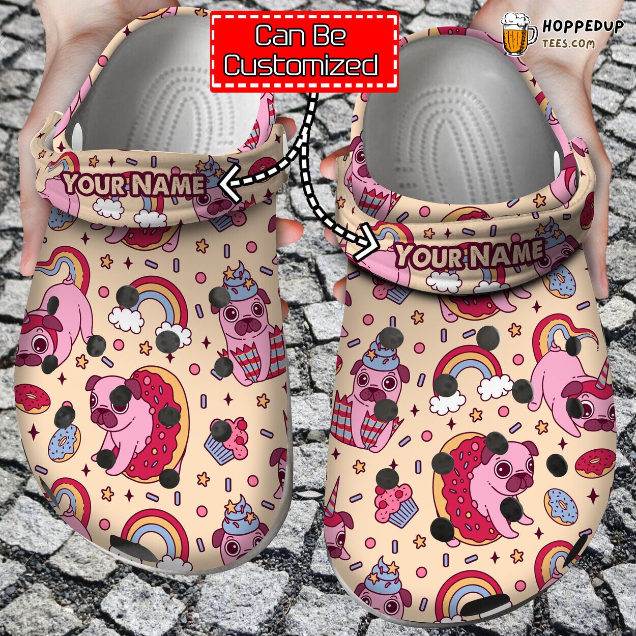 Cute Pug Dog Pattern Personalized Comfortable Unique Clog Shoes