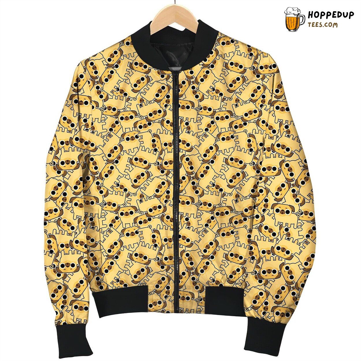 Cute Pug Pattern Bomber Jacket