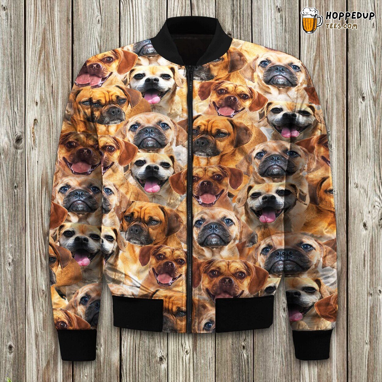 Cute Puggle Dog Design Winter Bomber Jacket Warmth Comfort Fit