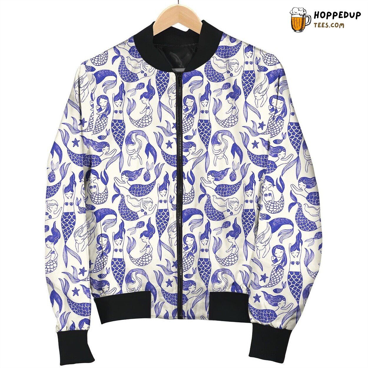 Cute Purple Doodle Mermaid Bomber Jacket