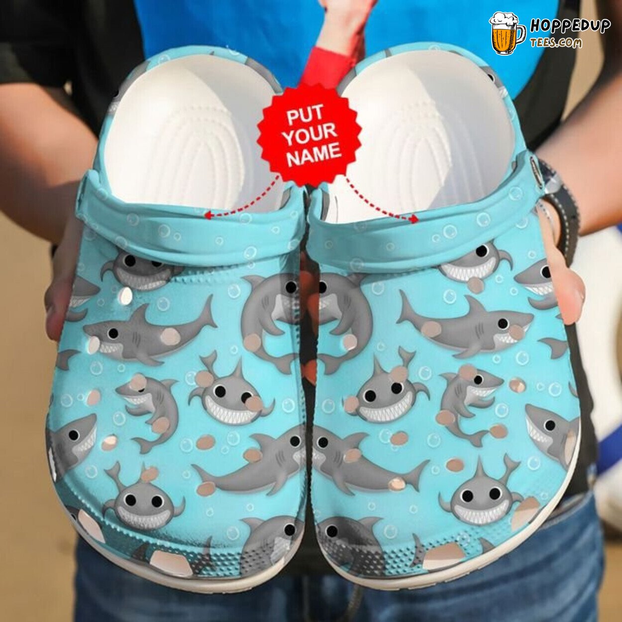 Cute Sharks Pattern Theme Comfortable Clogs Marine Life Inspired Shoes