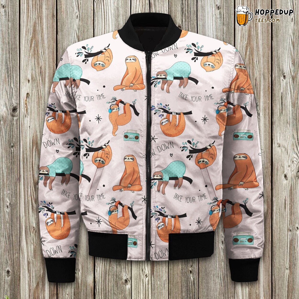 Cute Sloth Lazy Day Charm Winter Bomber Jacket Relax Mode