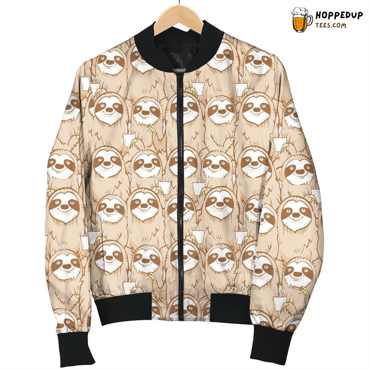 Cute Sloth Pattern Bomber Jacket