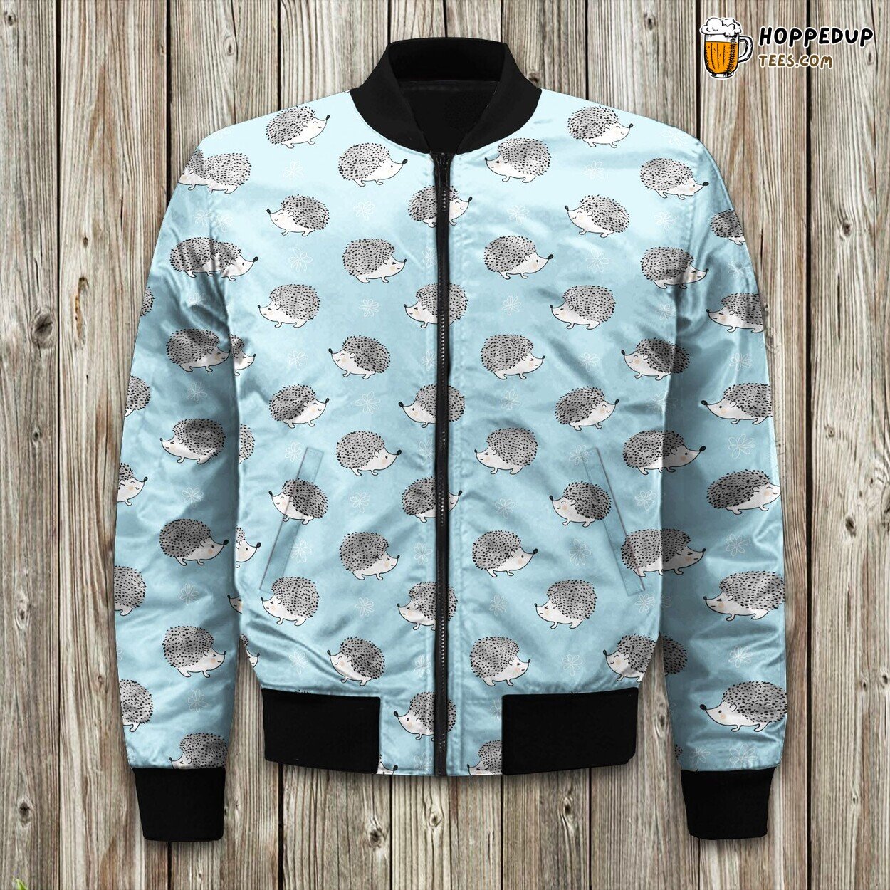Cute Spiky Hedgehog Design Winter Bomber Jacket Premium Craft Series Lux