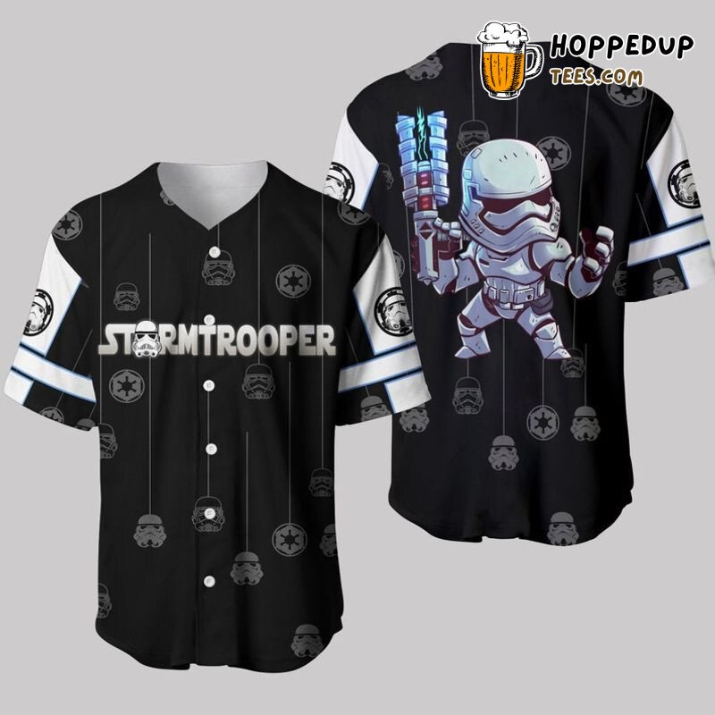 Cute Stormtrooper Star Wars 3D Pinstripe Baseball Jersey Black