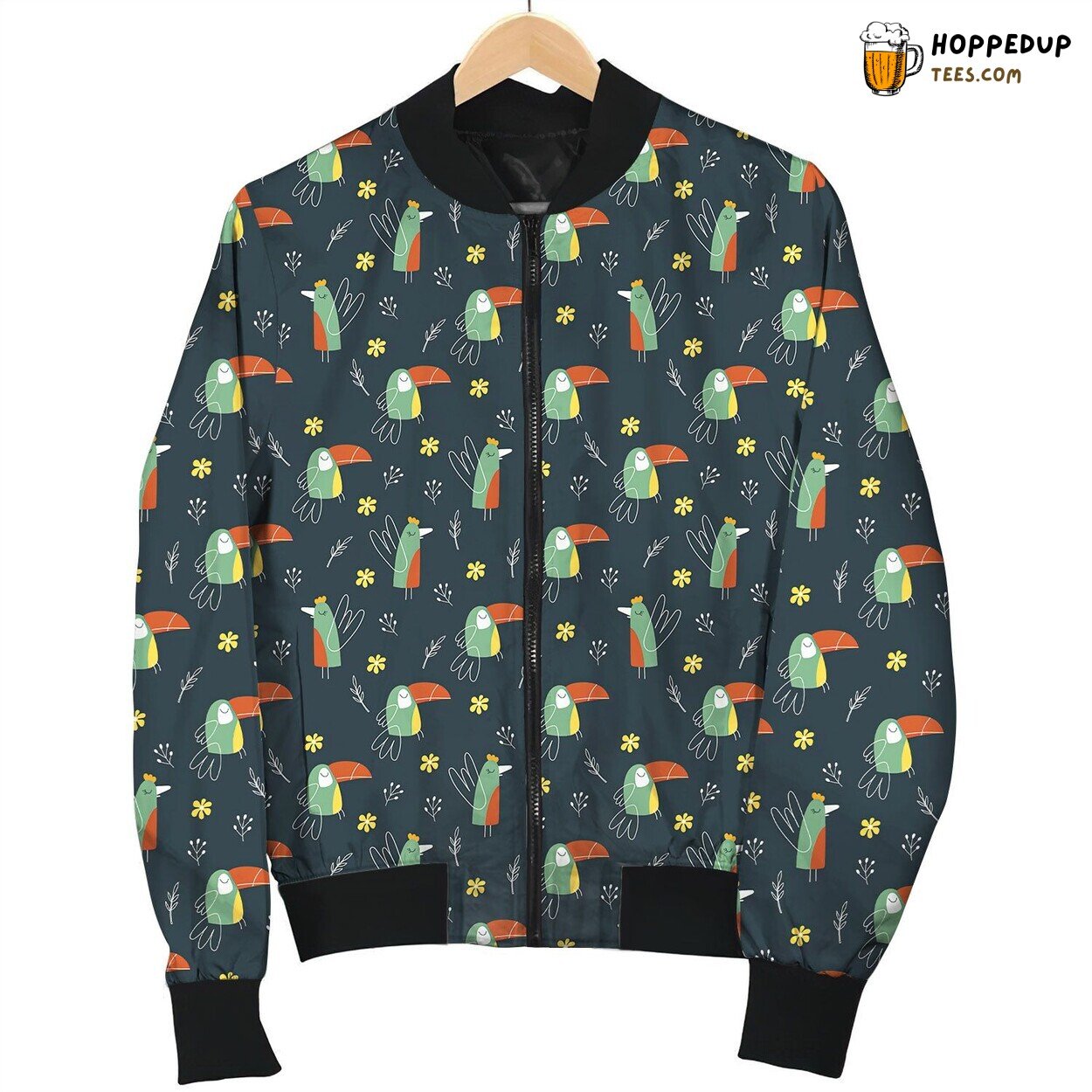 Cute Thin And Fat Sleeping Parrots Bomber Jacket