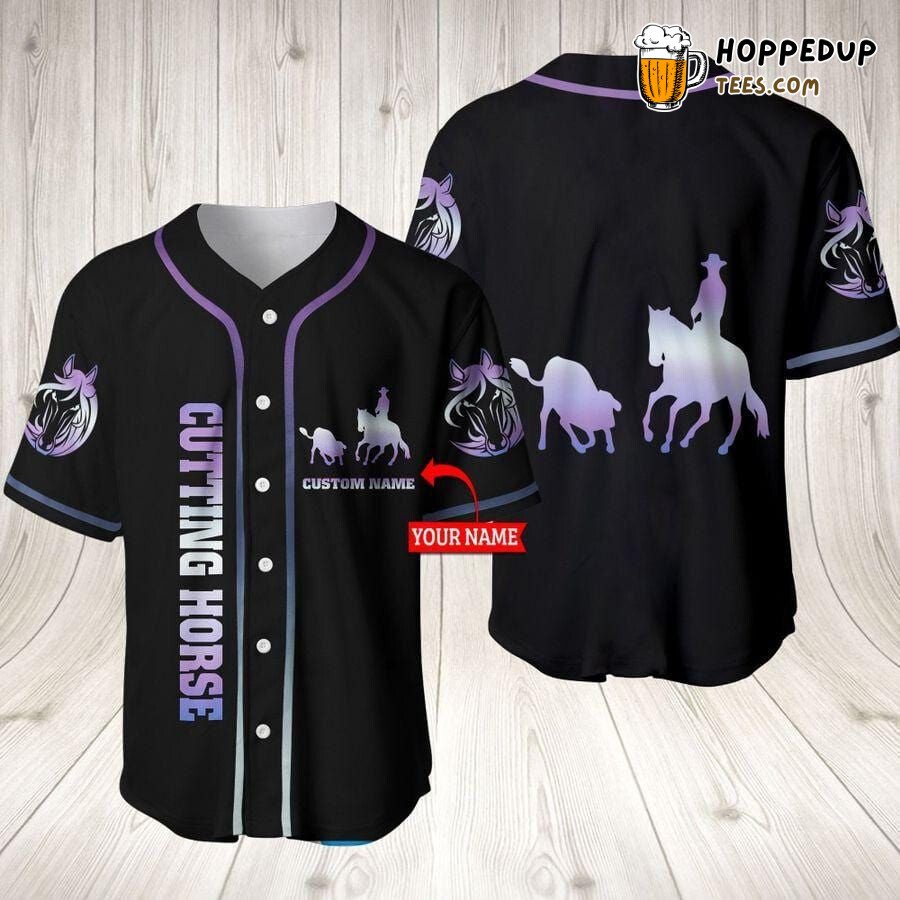 Cutting Horse Hologram Art Baseball Jersey Personalized Distinctive Look