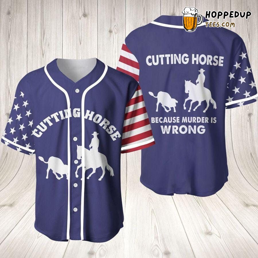 Cutting Horse Theme Baseball Jersey Unique Design Murder Not An Option